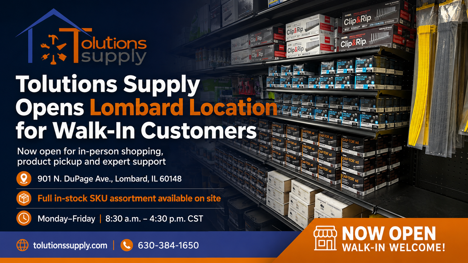 Tolutions Supply Opens Lombard Location for Walk-In Customers