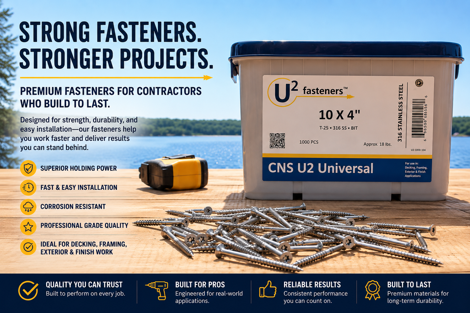 Why Contractors Are Switching to U2 Fasteners for Decking, Framing, Exterior Construction, and Finish Work
