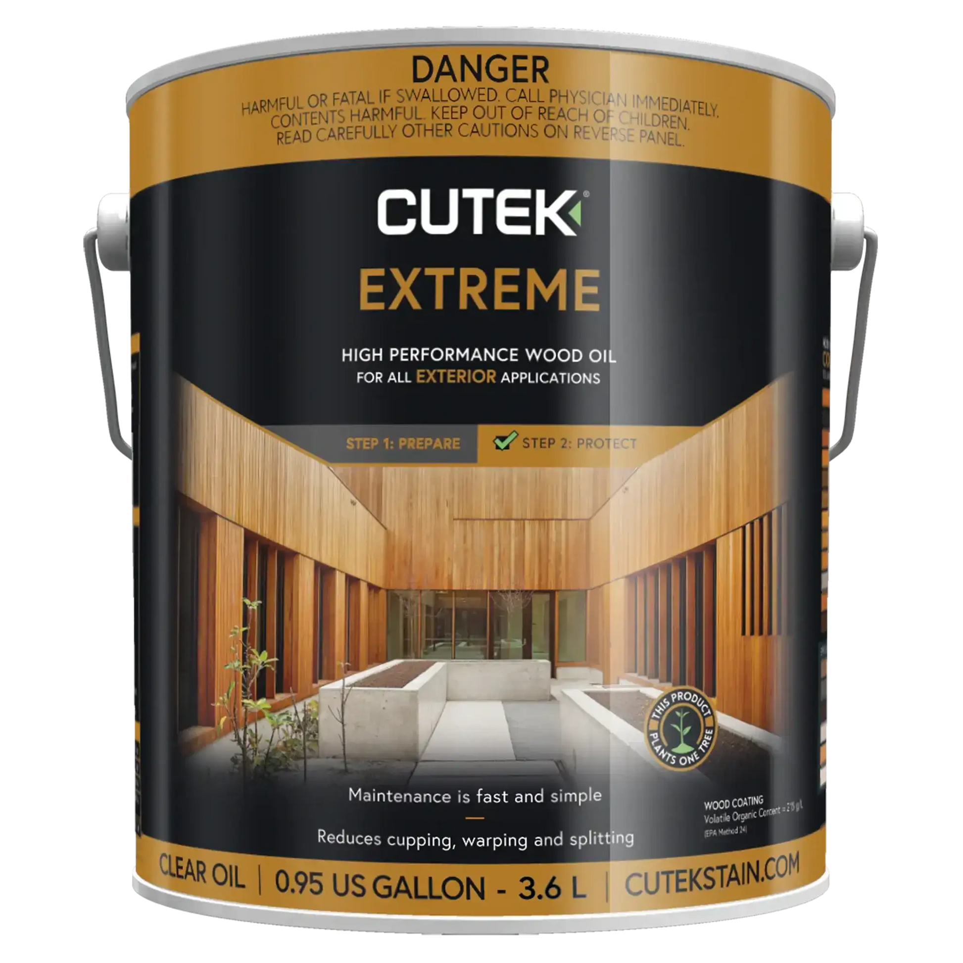 Cutek Extreme high performance wood oil for exterior applications, clear oil finish, 0.95 gal