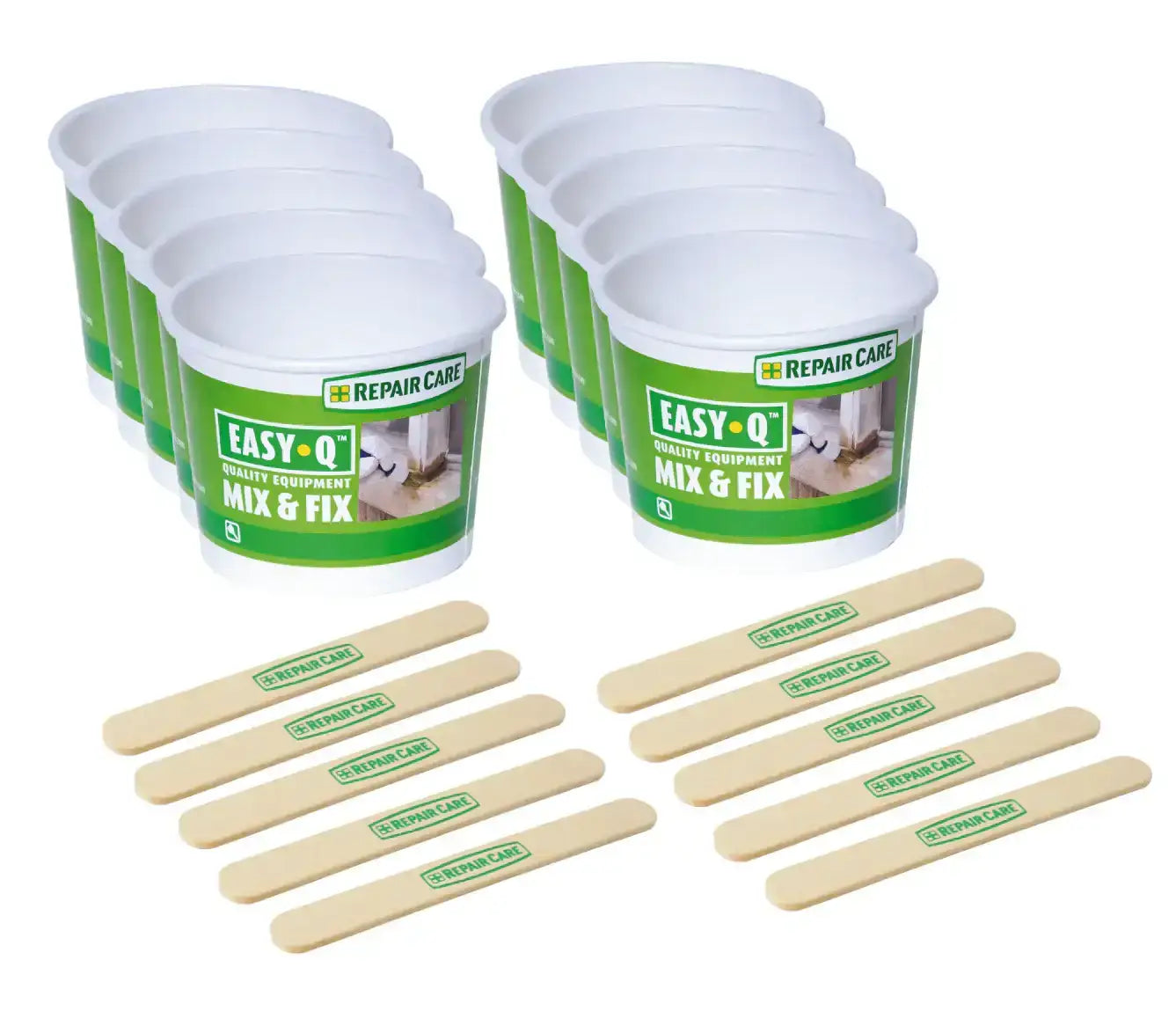 10-pack Mix & Fix repair containers with mixing sticks for industrial repair projects