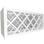White decorative HVAC vent cover with geometric lattice design for industrial or commercial use