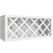 White wall-mounted wine rack with diamond lattice design for bottle storage
