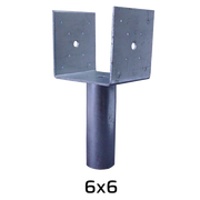 6x6 metal ground screw flange post anchor with square bracket and pre-drilled holes