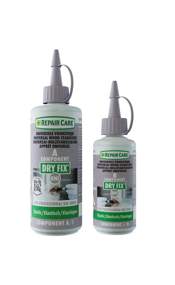 Repair Care Dry Fix universal wood stabiliser bottles with applicator tips