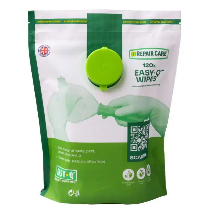 Easy Q wipes 120-pack pouch for cleaning epoxy, paint, grease from hands and tools