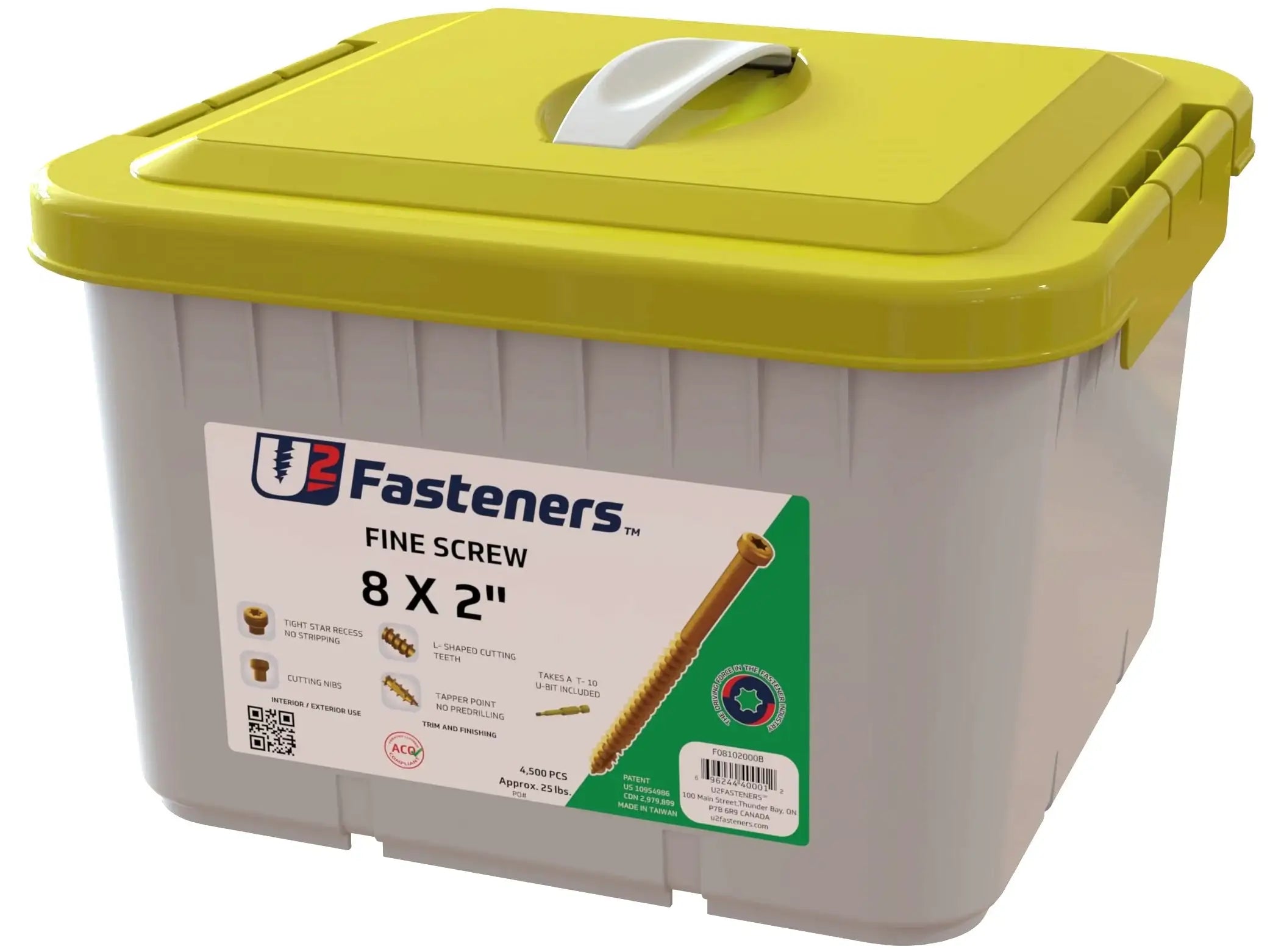 U2 Fine Screws - U-Gold Coating 8 x 2" Bucket