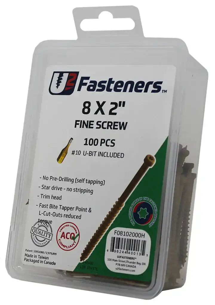 U2 Fine Screws - U-Gold Coating 8 x 2-1/2" Bucket