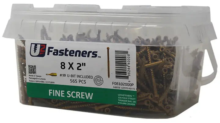 U2 Fine Screws - U-Gold Coating 8 x 2-3/4" Package