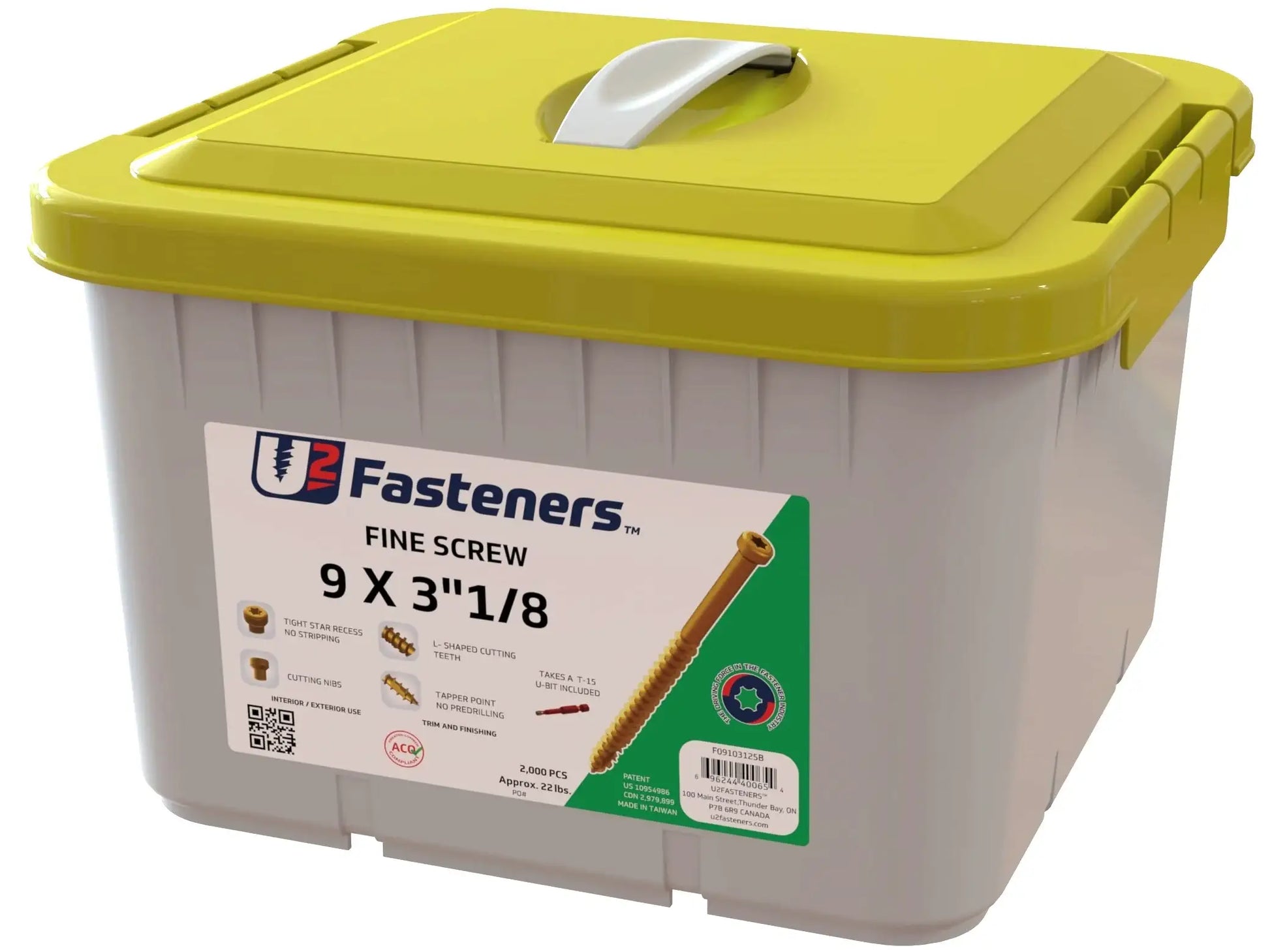 U2 Fasteners fine screw 9 x 3-1/8 inch, 2000 pcs in storage bin for industrial use