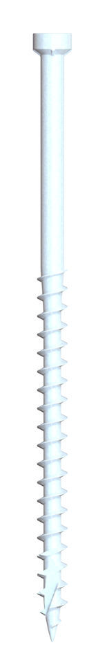 White wood screw with sharp tip and threaded shaft for industrial applications