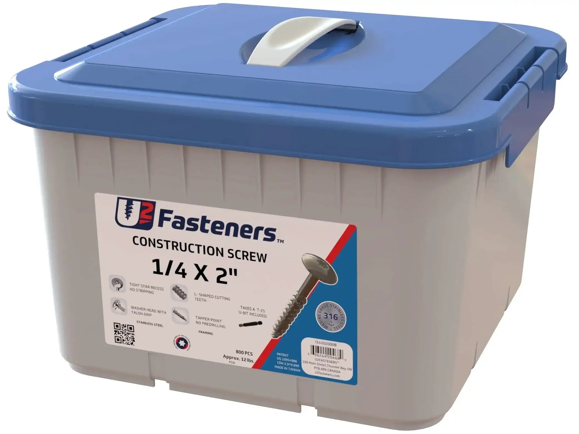 U2 Re-Fine Screws - Stainless Steel 316 8 x 3" Bucket