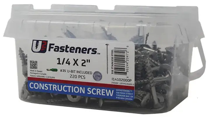 U2 Re-Fine Screws - White Coated 8 x 2" Bucket