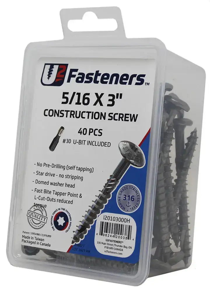 U2 Re-Fine Screws - White Coated 8 x 3-1/8" Bucket