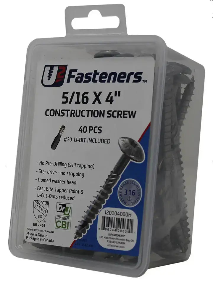 U2 Re-Fine Screws - U-Gold Coating 8 x 2-1/2" Package