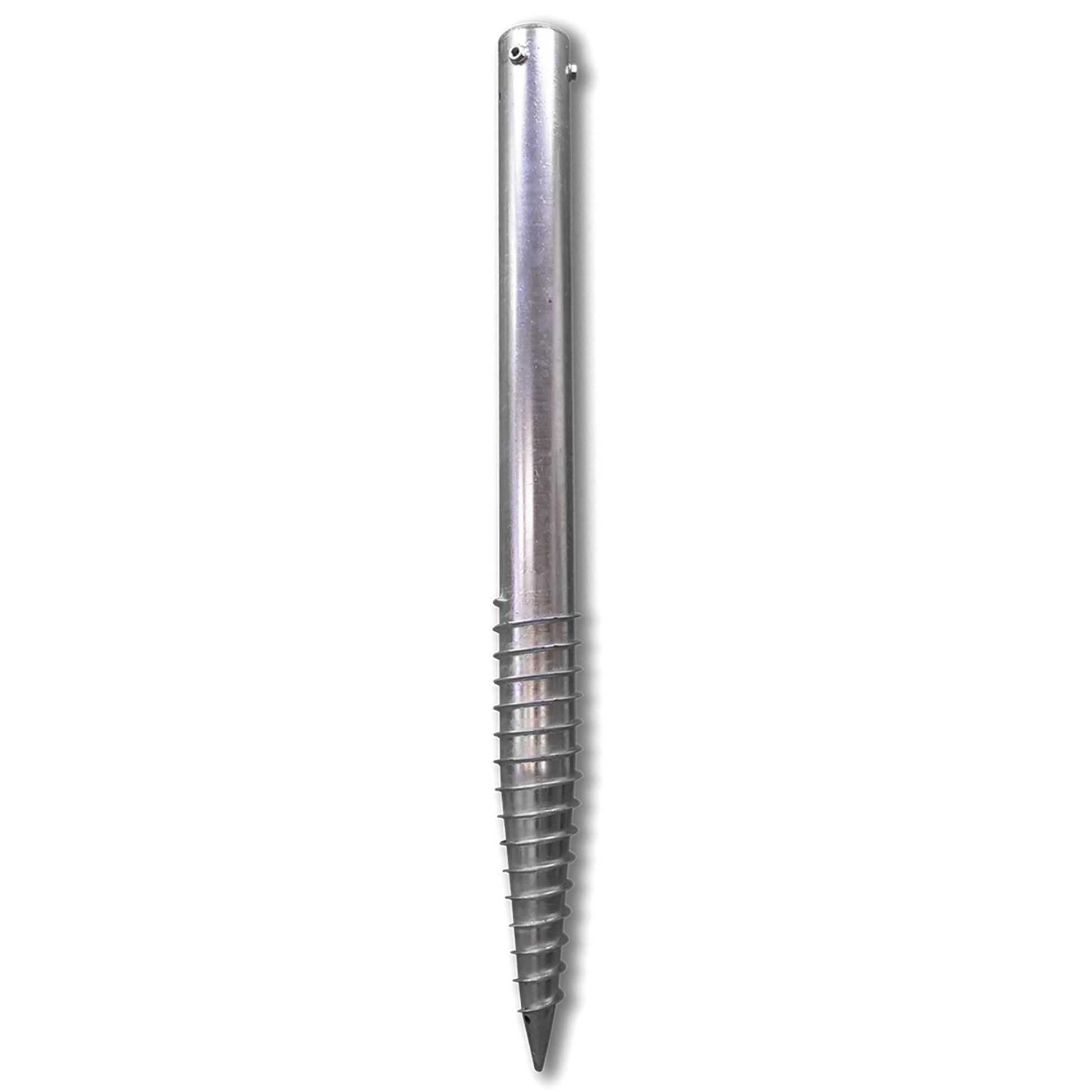 ICC certified galvanized steel ground screw with pointed tip and spiral threads