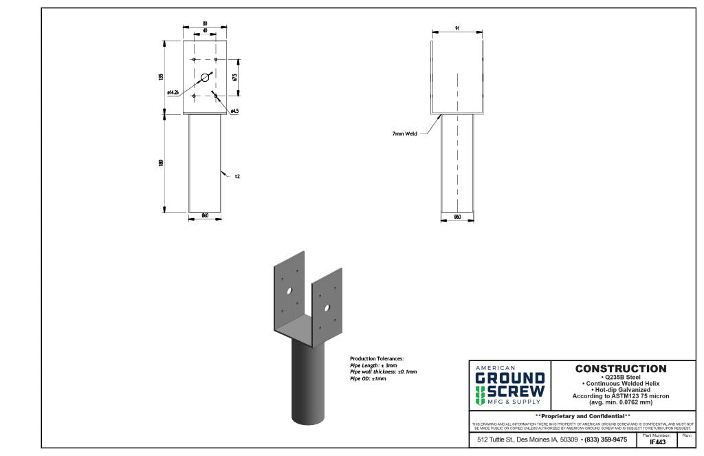 American Ground Screw 4x4 Flange