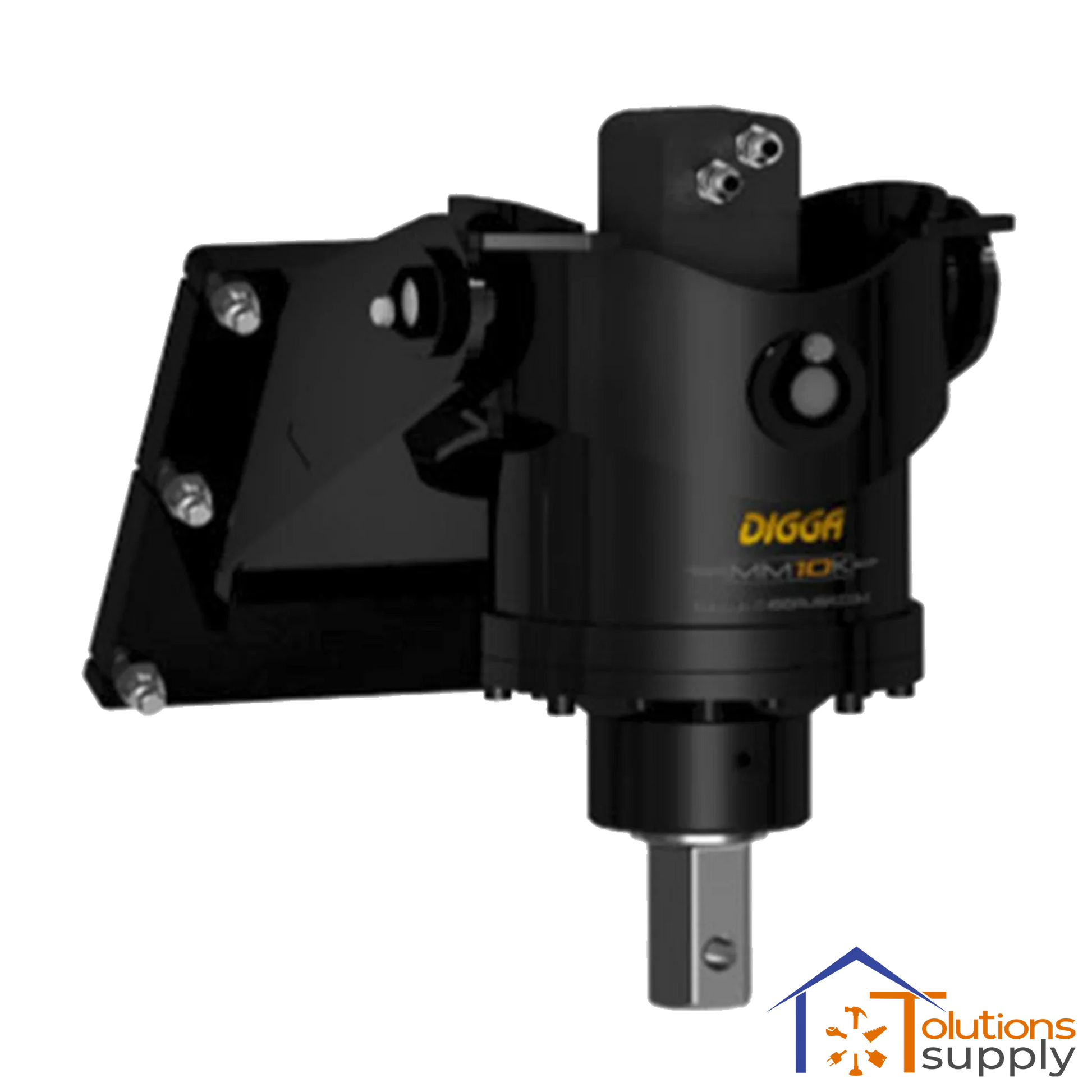 Black Digga MXM10K hydraulic drive motor with mounting bracket for heavy machinery