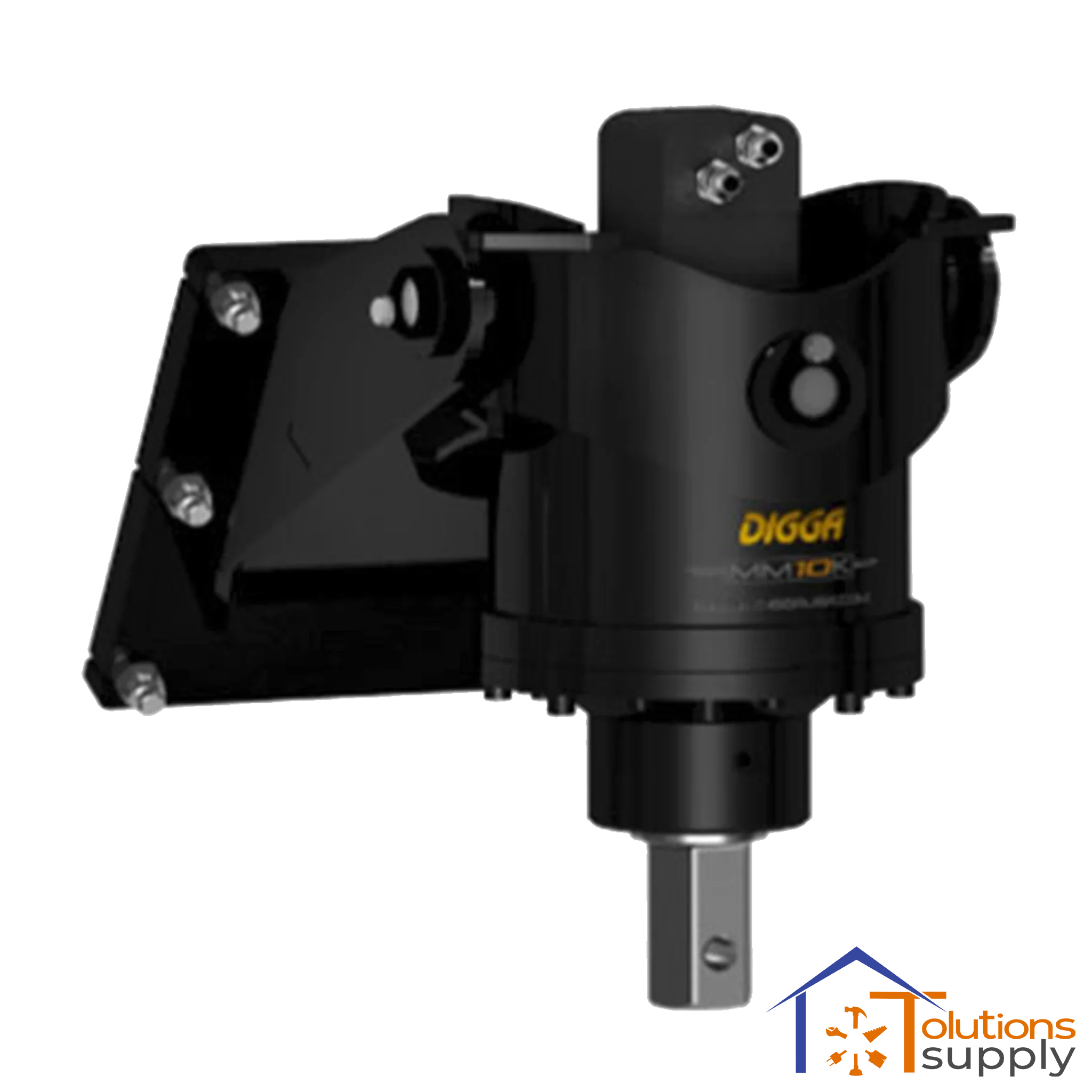 Black Digga MXM10K hydraulic drive motor with mounting bracket for heavy machinery