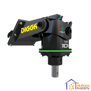 Black Digga MM 10K hydraulic drive unit with yellow logo and green Halo branded ring