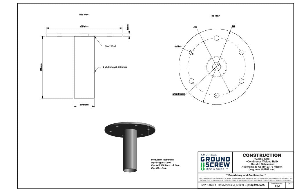 Model 5 - Six Hole Circle Flange