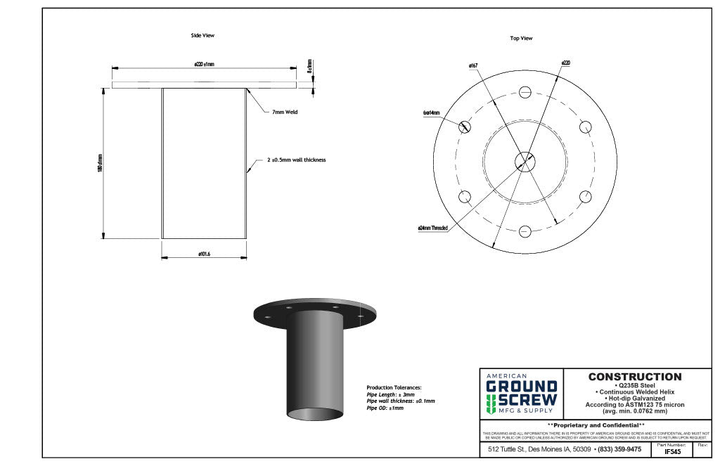 Model 5 - Six Hole Circle Flange