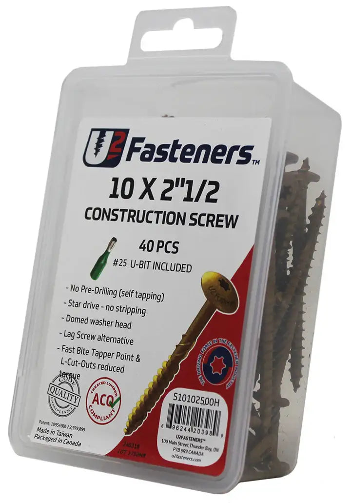 U2 Universal Screws - U-Gold Coating 6 x 5/8" Bulk