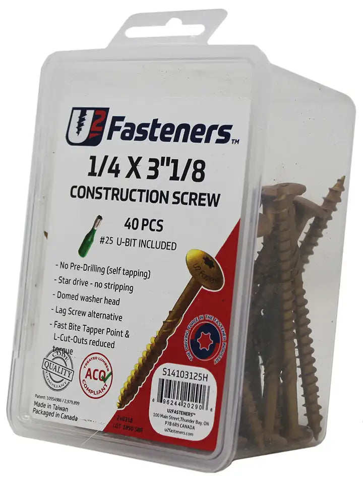 U2 Universal Screws - U-Gold Coating 10 x 2-1/2" Package