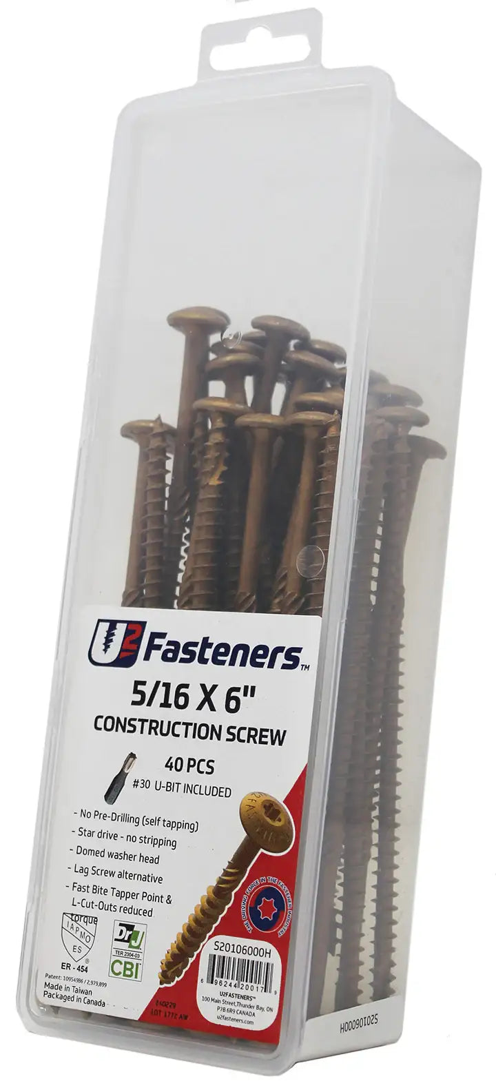 U2 Universal Screws - U-Gold Coating 12 x 6" Bulk