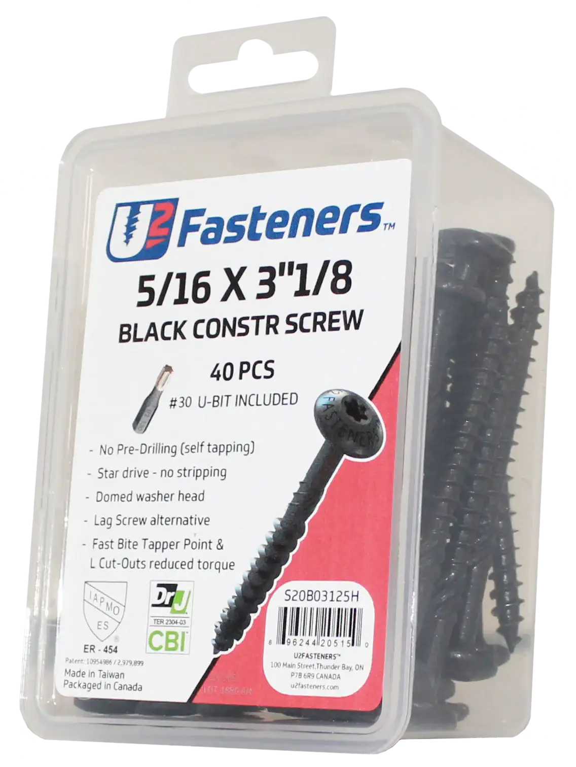 U2 Vinyl Extrusion Screws - White Powder Coat 10 x 3-1/8" Bulk