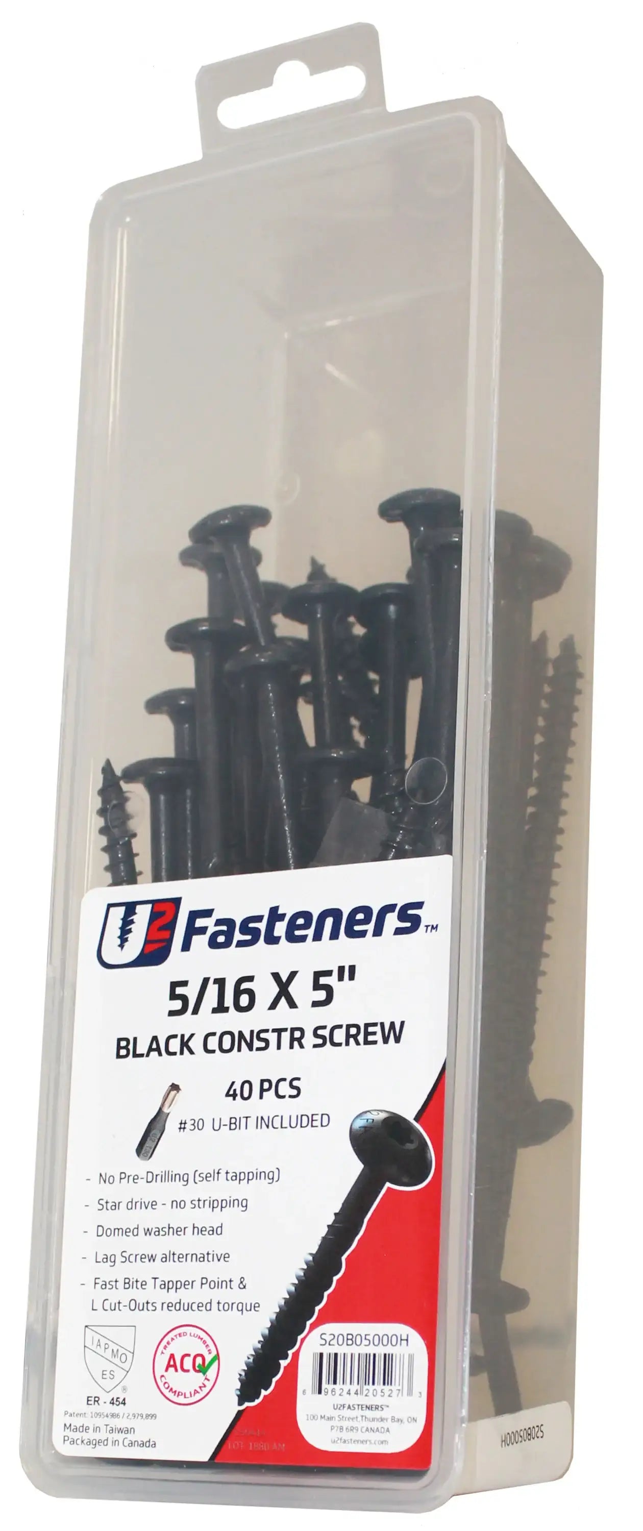 U2 Black Flat Head Screws - Black Oxide Finish 12 x 8" Package