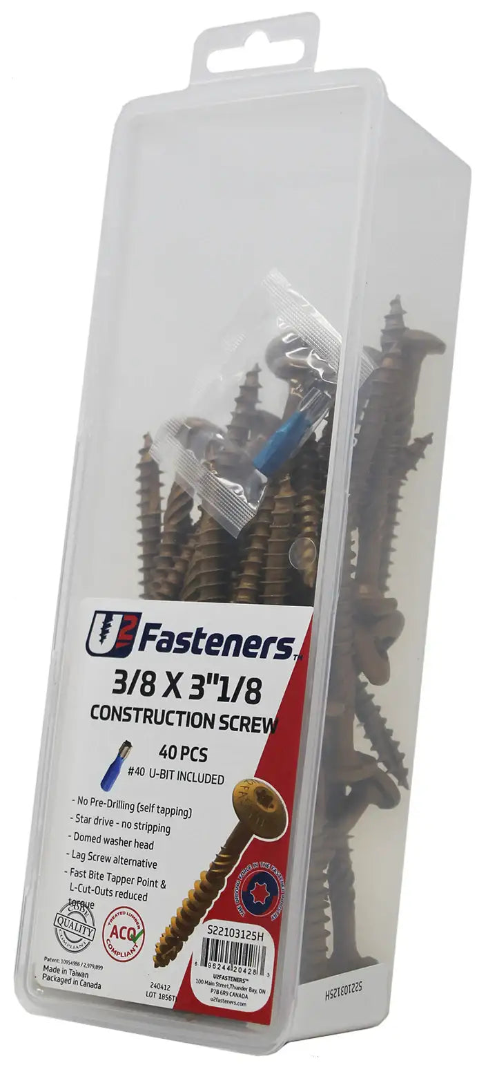 U2 Black Flat Head Screws - Black Oxide Finish 25/64 x 5" Package