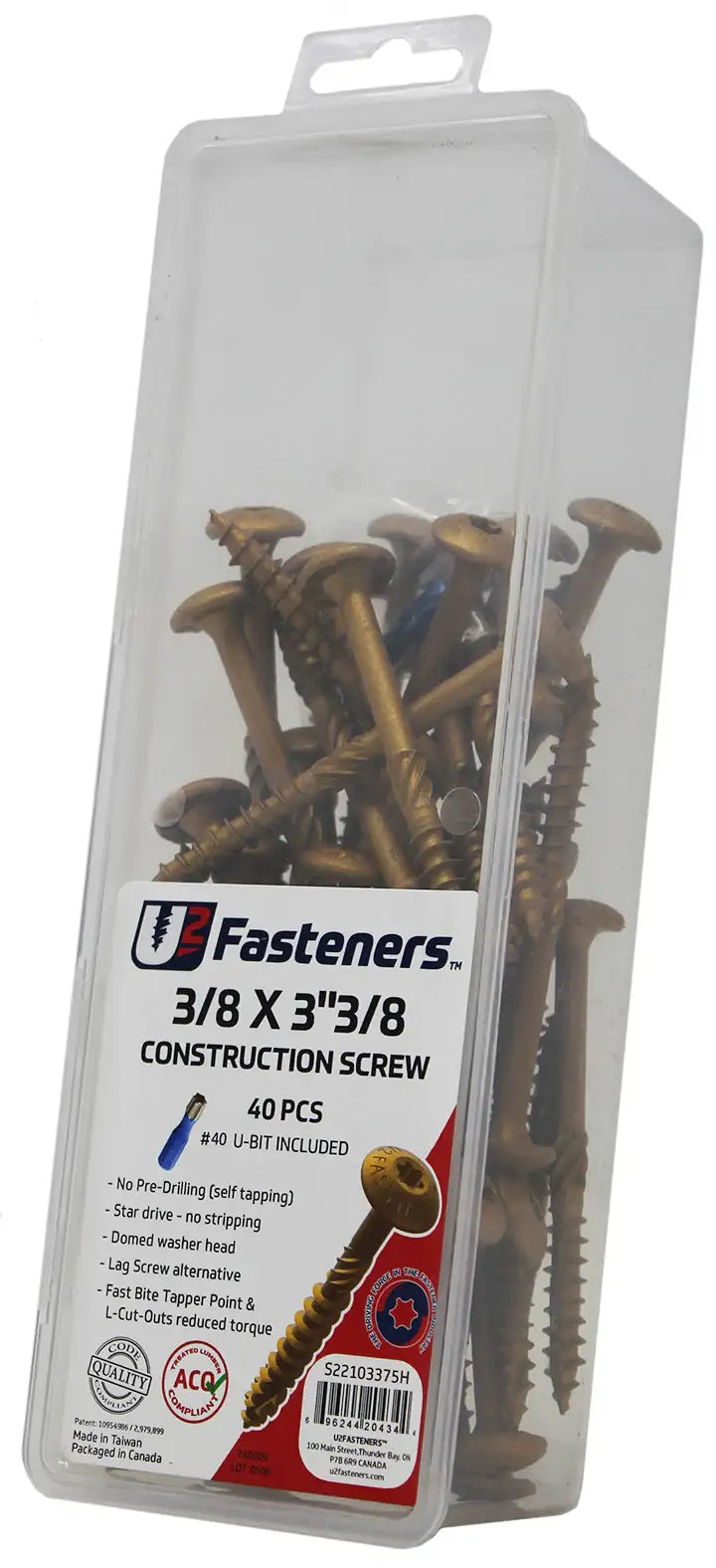U2 Black Flat Head Screws - Black Oxide Finish (Drill Tip) 12 x 5" Bulk