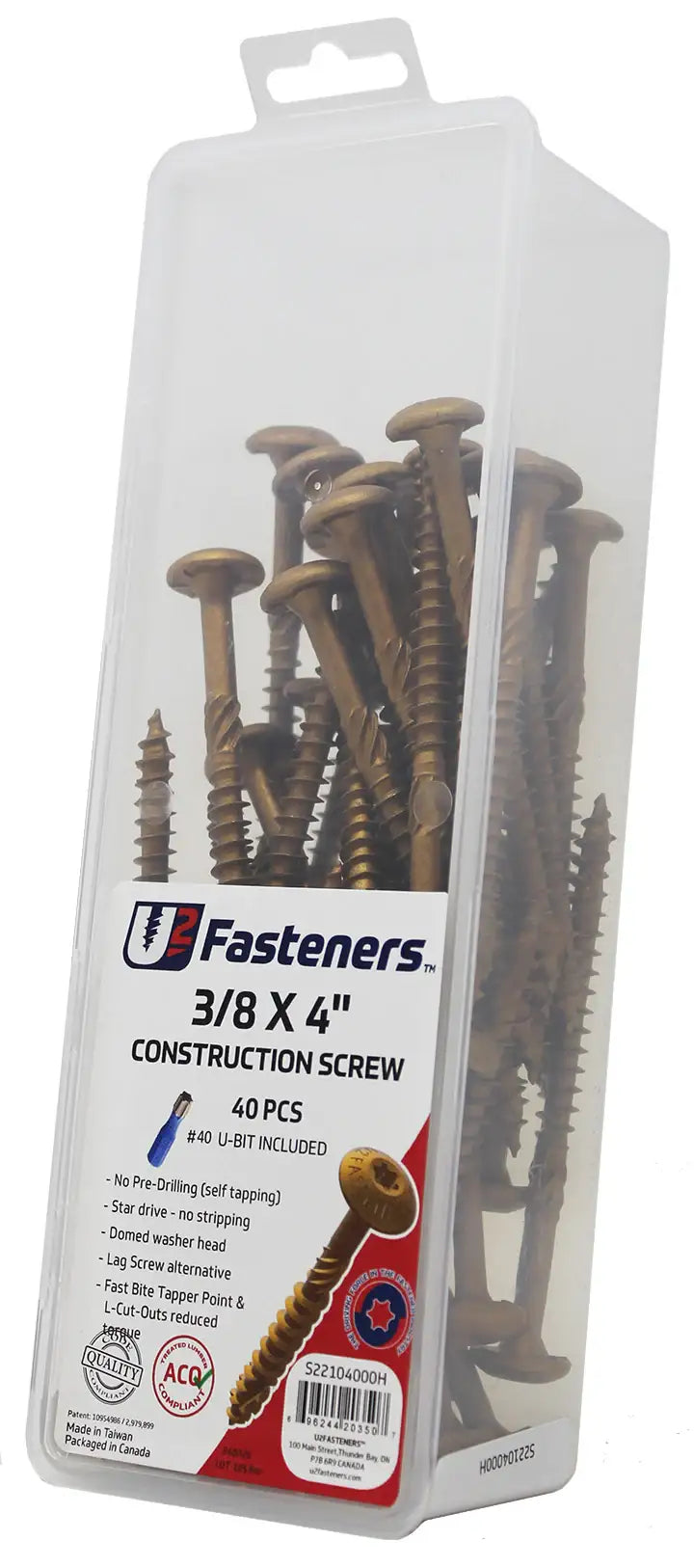 U2 Black Flat Head Screws - Black Oxide Finish (Drill Tip) 12 x 6" Package