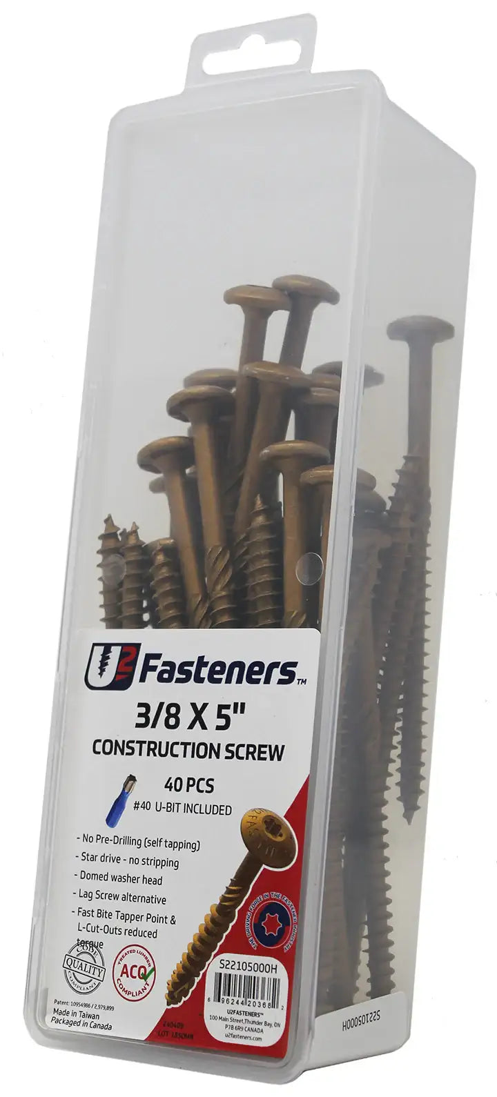 U2 Black Flat Head Screws - Black Oxide Finish (Drill Tip) 12 x 8" Package