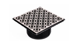KurbX 4 in. Square Lattice Pattern Drain - Polished Stainless Chrome