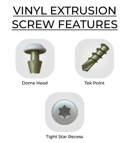 U2 Vinyl Extrusion Screws - White Powder Coat 10 x 3-1/8"