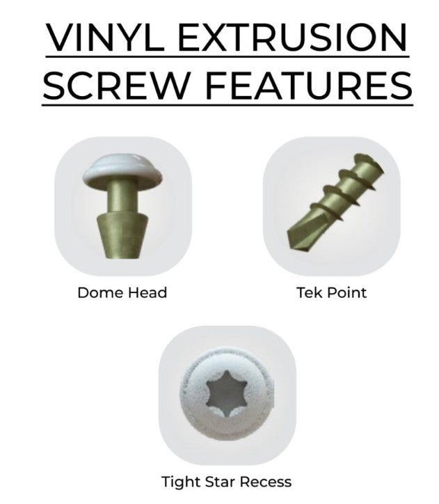 U2 Vinyl Extrusion Screws - White Powder Coat 10 x 3-1/8"