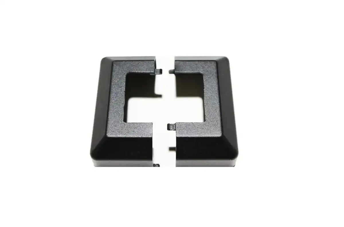 Black industrial square connector housing with internal clips for secure assembly