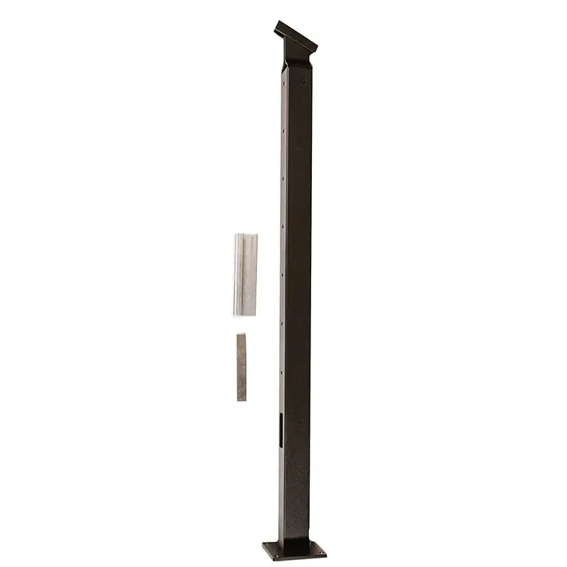 Industrial steel support post with mounting brackets for manufacturing equipment setup