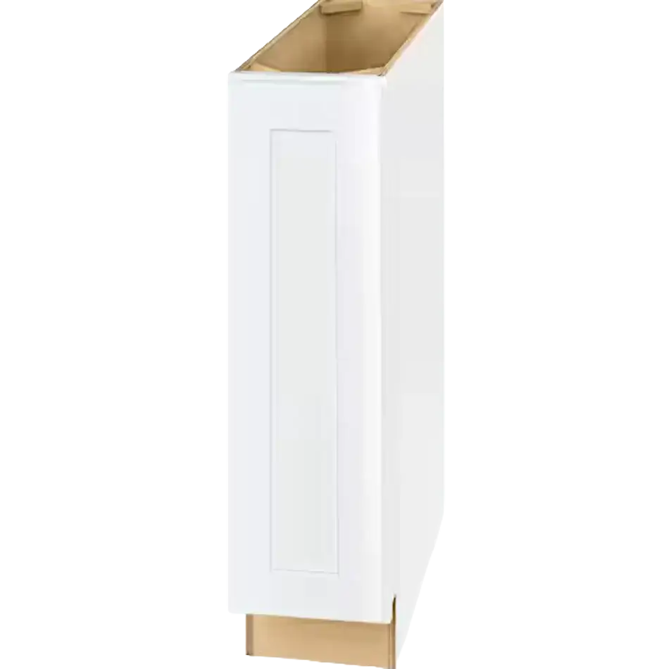 White shaker-style cabinet base with recessed panel, ideal for kitchen or industrial storage solutions