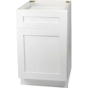 White shaker-style kitchen base cabinet with drawer and door, ideal for modern cabinetry installations