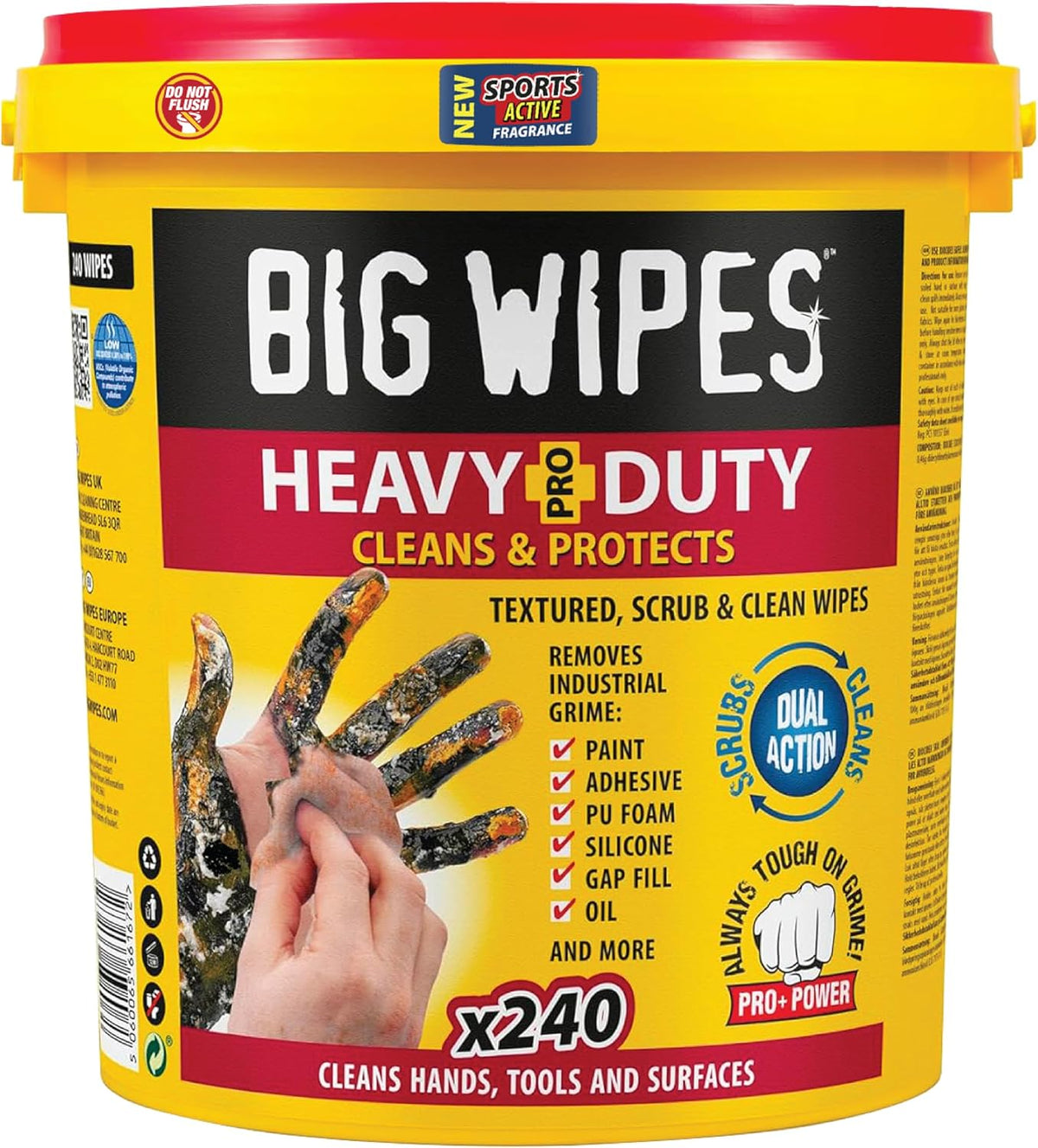 Big Wipes Heavy Duty Pro+ 240-count cleaning wipes bucket