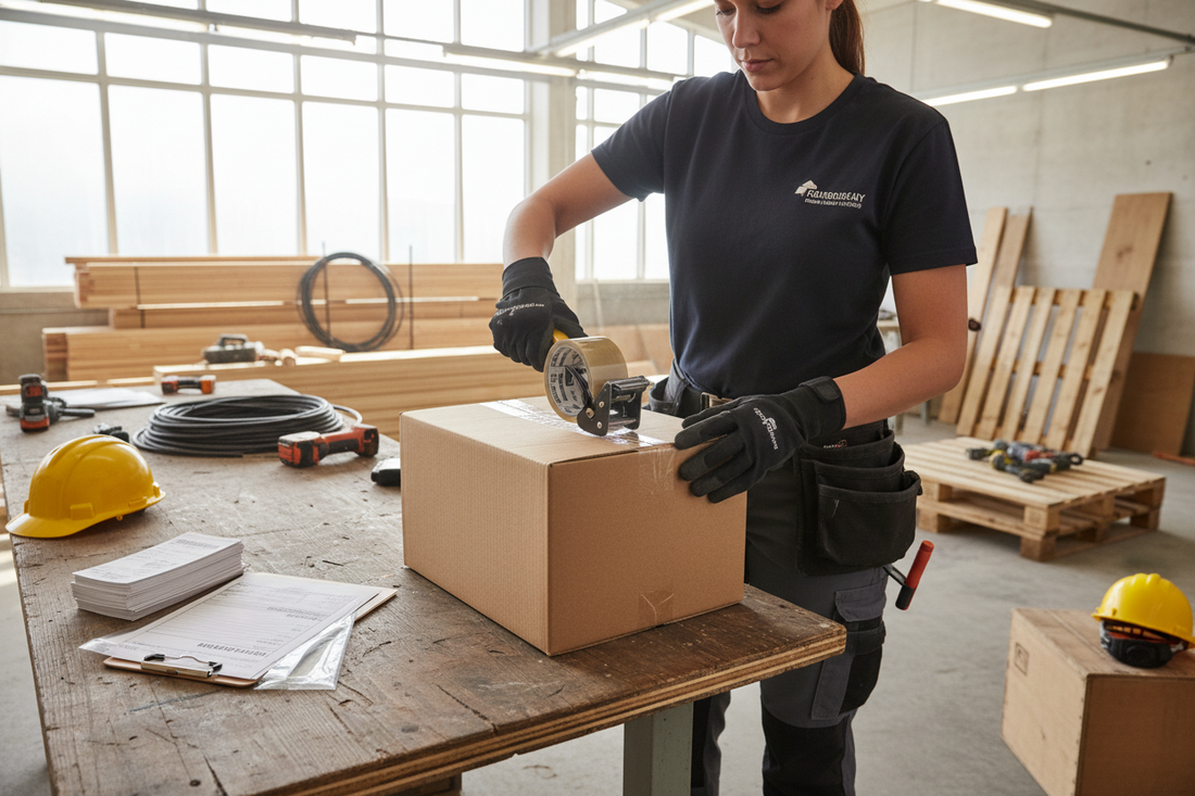 builder preparing a package to return to shipper