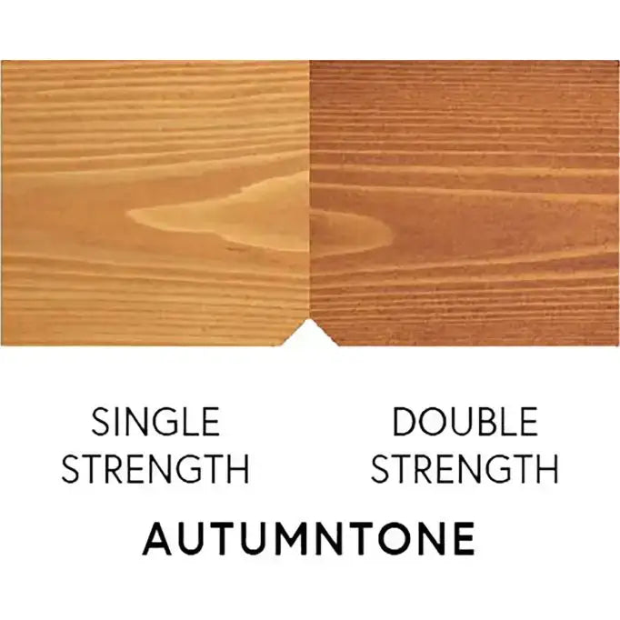Autumntone wood finish comparison: single vs double strength stain on pine