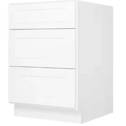 White 3-drawer cabinet for kitchen or workshop storage, sleek modern design