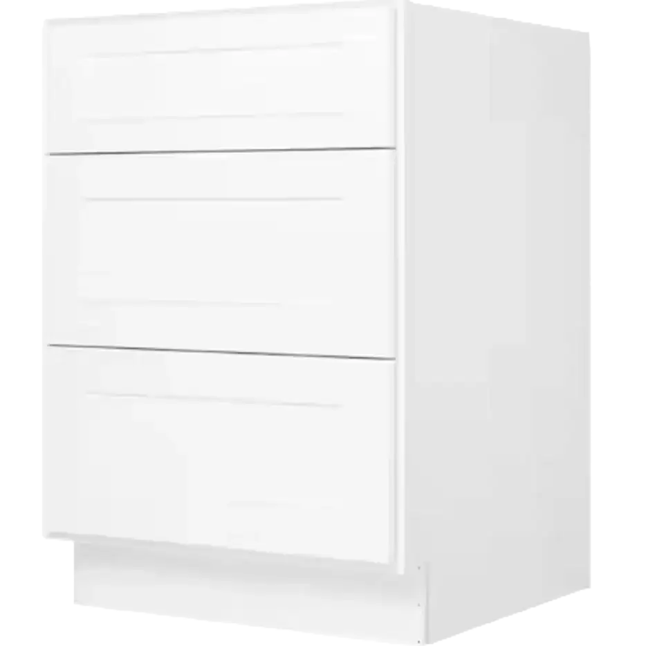White 3-drawer cabinet for kitchen or workshop storage, sleek modern design