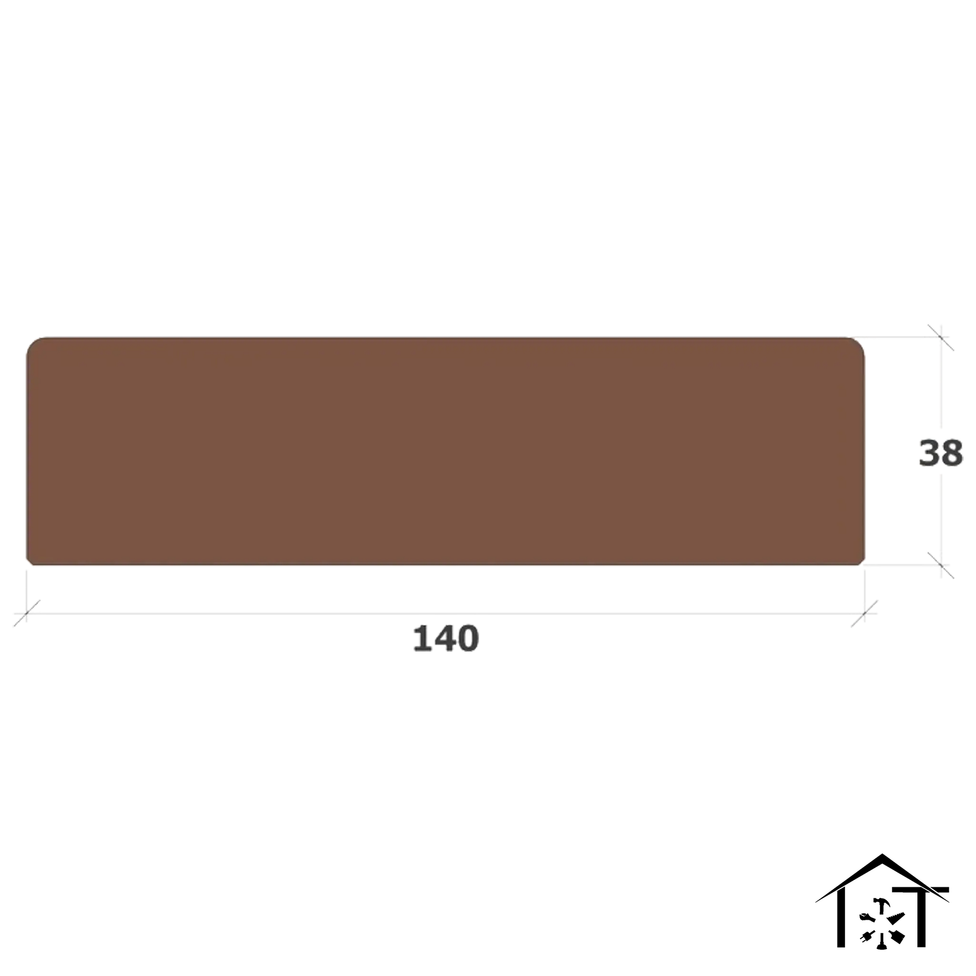 Brown rectangular industrial component, 140x38mm, for manufacturing tools and equipment supplies
