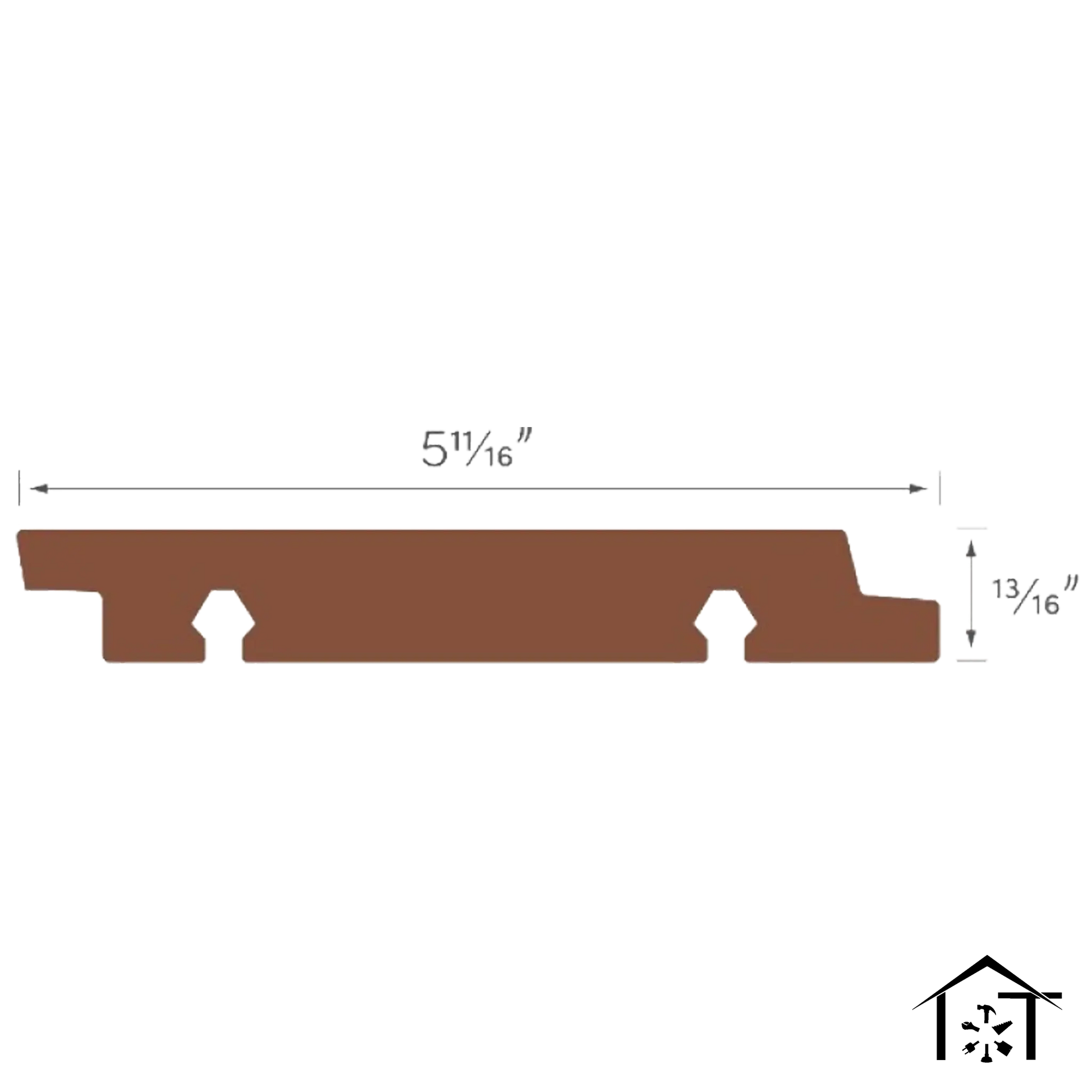 Brown industrial metal bracket with 5 11/16" length and 13/16" height for manufacturing use