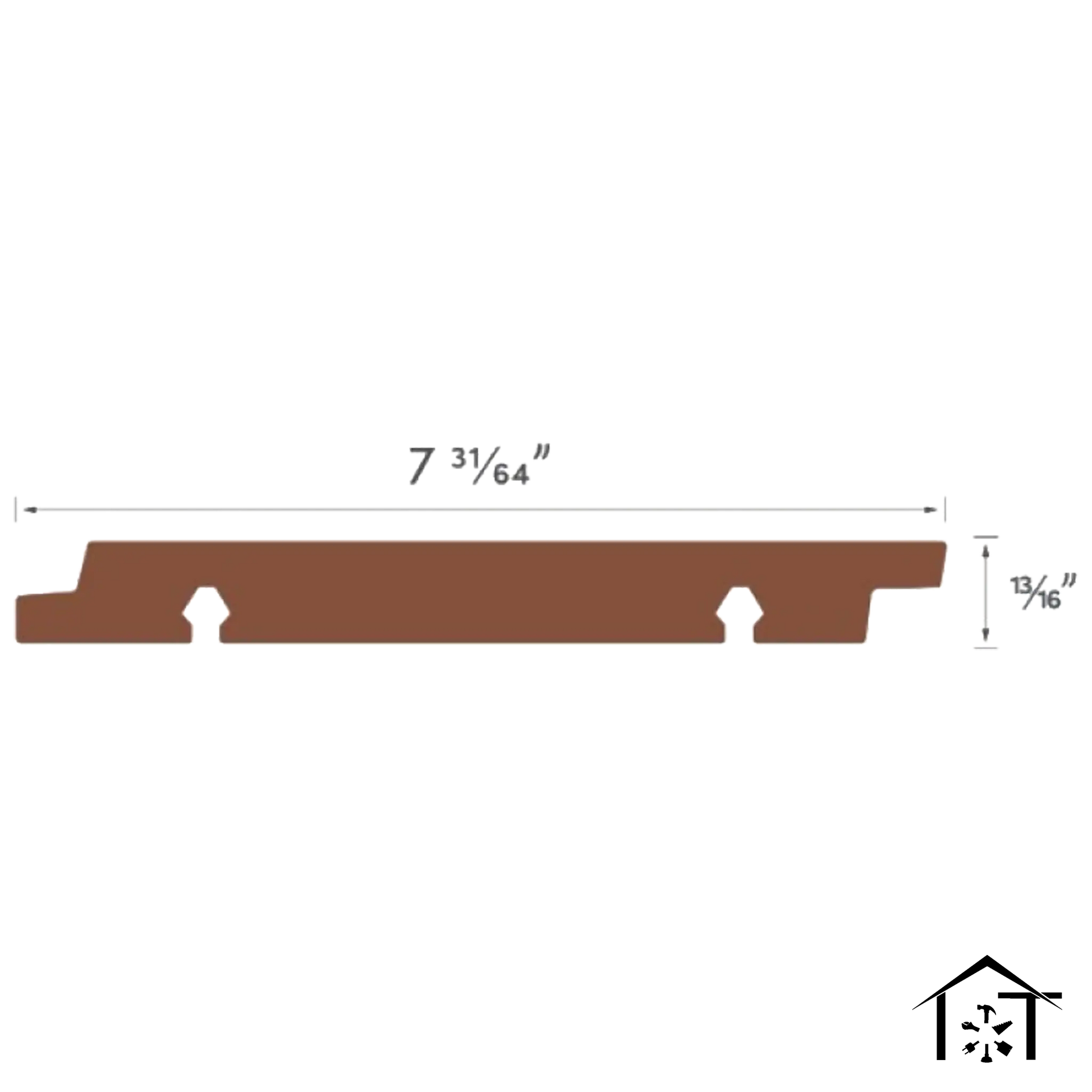 Brown industrial track profile, 7 31/64" long x 13/16" tall, for manufacturing equipment and tooling systems