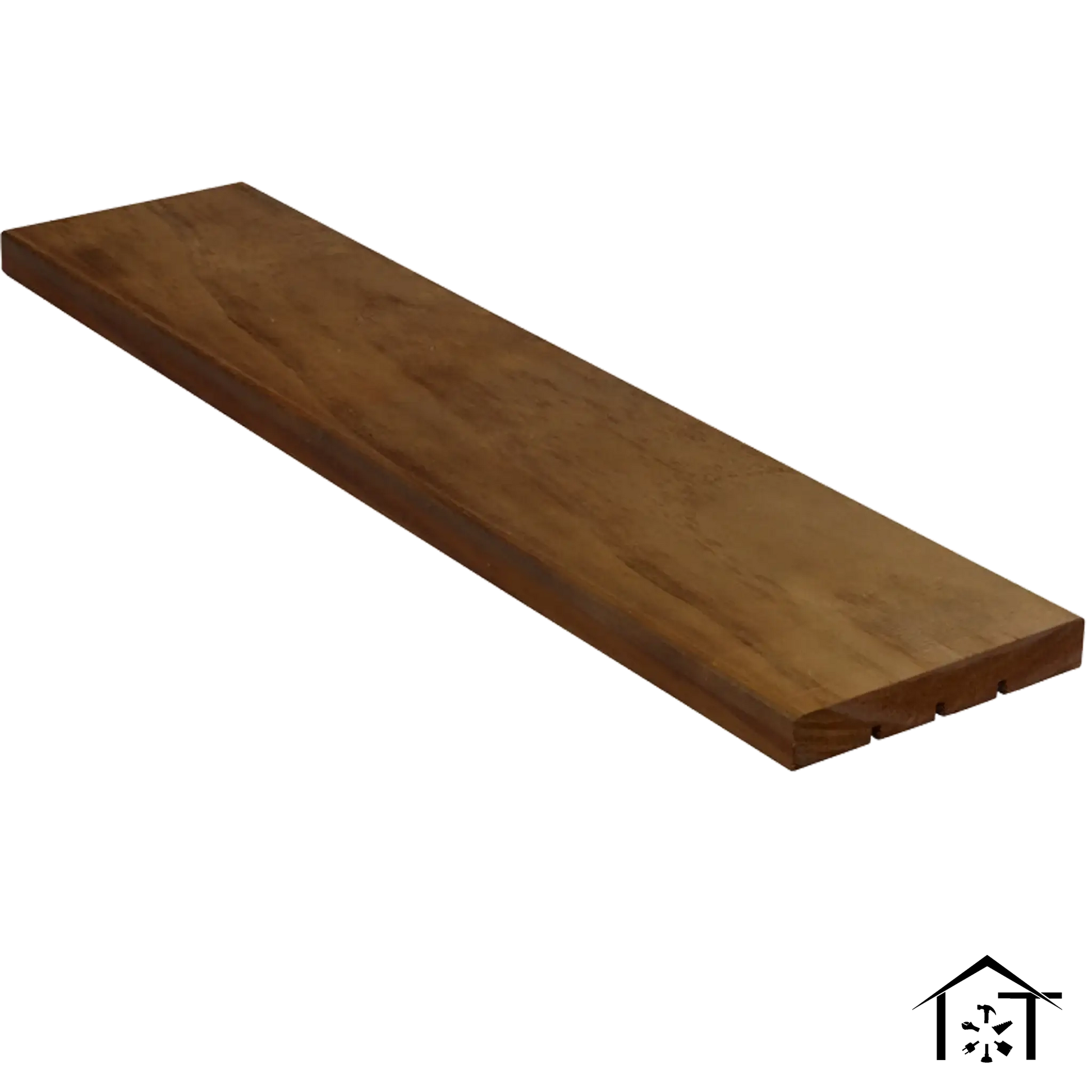 Solid wood shelf board with groove, ideal for industrial shelving and manufacturing storage solutions